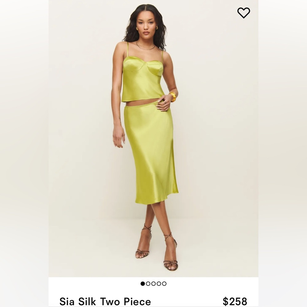 Reformation Sia Silk Two Piece Green - Size 4